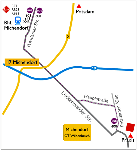 Anfahrt Warzen und Gürtelrose besprechen in Michendorf